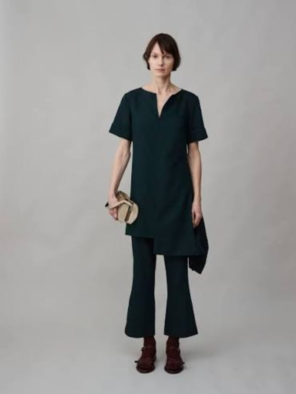 NWT Caron Callahan Wool Greta Dress in Forest Green Size S